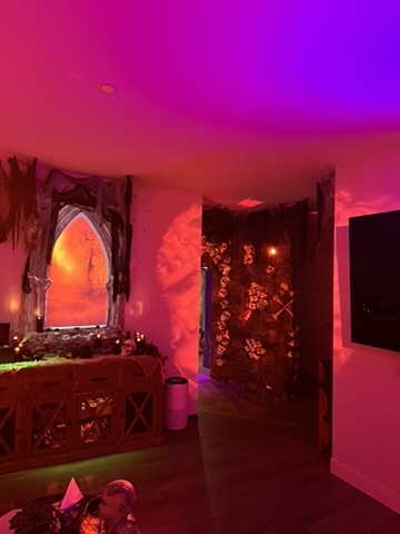 The window and skull-covered doorway in the transformed room.